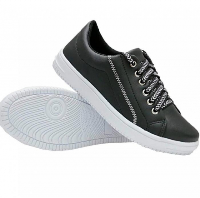 TÃ?NIS PRETO / COSTURA ZIG ZAG