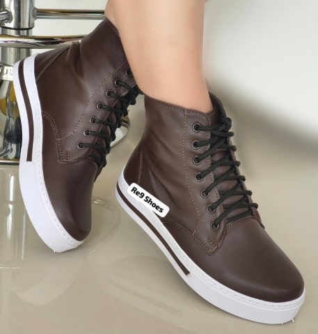 TÃ?NIS BOTINHA CAFÃ? / SOLA LISTRA