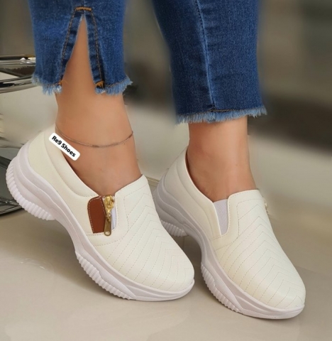 TÃ?NIS CHUNKY BRANCO / ZÃPER LATERAL