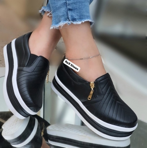 TÃ?NIS PRETO / SOLA ALTA / ZÃPER LATERAL