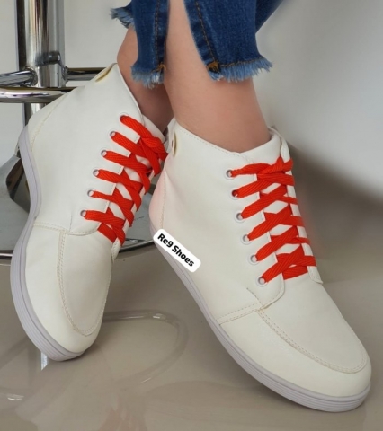 TENIS BOTINHA BRANCO / CADARÃ?O LARANJA