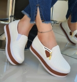 TÃ?NIS BRANCO E CARAMELO / PLATAFORMA / ZÃPER