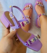 SANDÃLIA LILÃS SALTO BLOCO / PEDRARIA