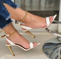 SANDÃLIA BRANCA / CORRENTE / SALTO FINO DOURADO